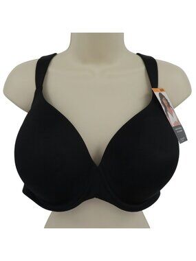 Ambrielle 42DD Bra Solid Black Underwire Lined Wide Straps Full Figure Women NEW